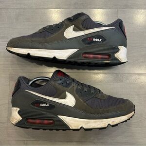 Nike Men’s Air Max 90 DR0145-003 Gray White University Red Sneaker Shoes Size 12